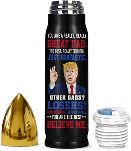 Christmas Gifts for Dad from Daughter, Son, Kids, Wife - 17Oz Funny Trump Bullet - Picture 1 of 11