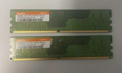 (Lote de 2) Memoria RAM Hynix 256MB 1Rx16 PC2-3200U-333-12 HYMP532U646-E3 Foto 1 de 4