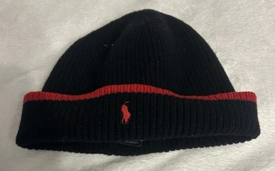 Винтажная зимняя вязаная шапка-бини Polo Ralph Lauren темно-красная шерсть мериноса - Изображение 1 из 3