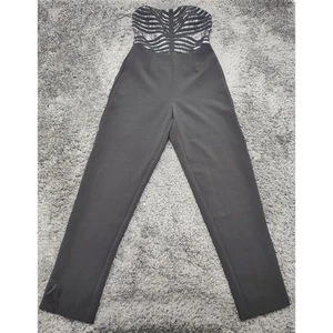 Reiss Donne Nero Senza Spalline Tuta UK 6 Pizzo Striato Occasione - Foto 1 di 9