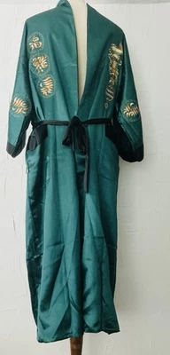 Kimono Robe Unisex One Size Satin Reversible Green Black SEE MEASUREMENTS (NWT) - Image 1 of 4