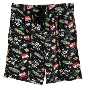 Friends Shorts Herren Medium mehrfarbig Marmelade Kritzeln Toss Kordelzug Stretch-Taille - Bild 1 von 7