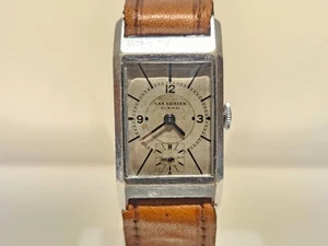 OROLOGIO UOMO SVIZZERO VINTAGE RARO PICCOLO RETTANGOLO 19,5mm WW2"VAN BESIEN GAND" 15J. - Foto 1 di 16