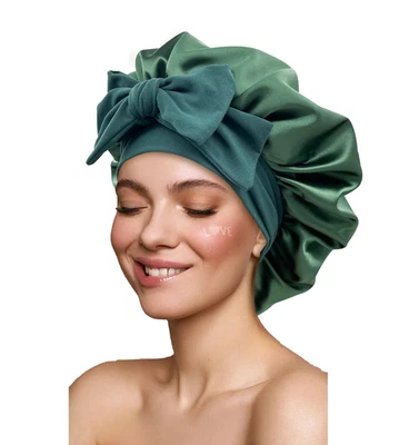 Satin Silk Hair Bonnet for Sleeping - Large Bonnets with Tie Band, Adjustable St - Image 1 of 4