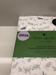 Kate Spade New York Katze 4-teiliges komplettes Lakenset Kätzchen Katzen Pfoten Bettwäsche NEU - Bild 1 von 4