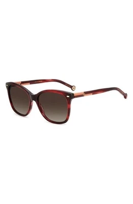 New Carolina Herrera Women Authentic 54mm Cat Eye Sunglasses Burgundy Horn - Image 1 of 4