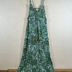 Sofia Vergara Maxi Abito Verde Blu Taglia Large Tropicale - Foto 1 di 5