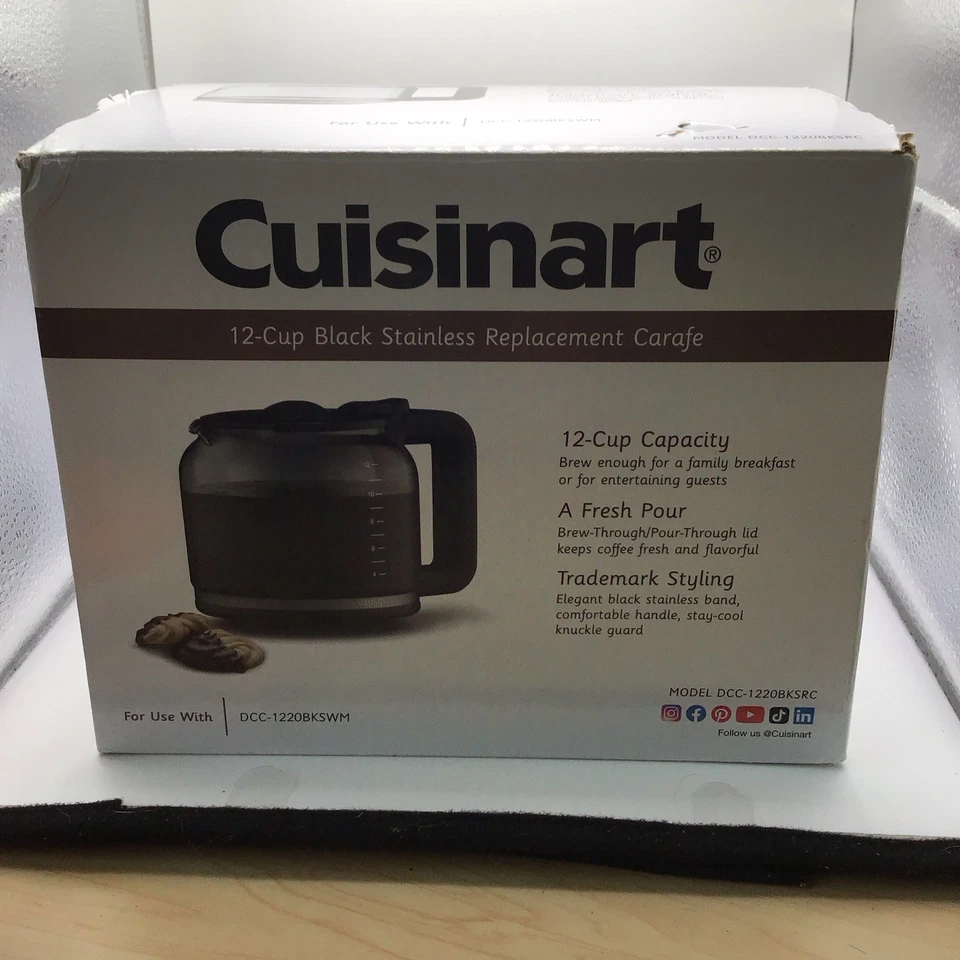Cuisinart DCC-1220BKSRC 12-Cup Black Stainless Replacement Carafe Coffee Pot