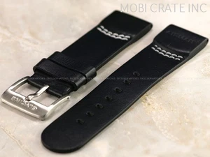 NOS Glycine AIRMAN 24MM BLACK Leather Strap W Signed SS Buckle - Picture 1 of 3