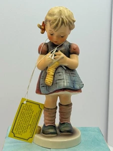 1970's Goebel Hummel #255 "A Stitch In Time" Girl Knitting Figurine 6.75" TMK-5 - Picture 1 of 8