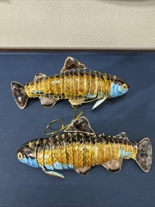 Juego de 2 adornos navideños articulados de pescado esmaltado adornos de endardo - Imagen 1 de 14