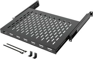 Estante de montaje en rack deslizante 1U, estante de montaje en rack ventilado de 4 postes, 13,8 pulgadas de profundidad con ajustable - Imagen 1 de 12