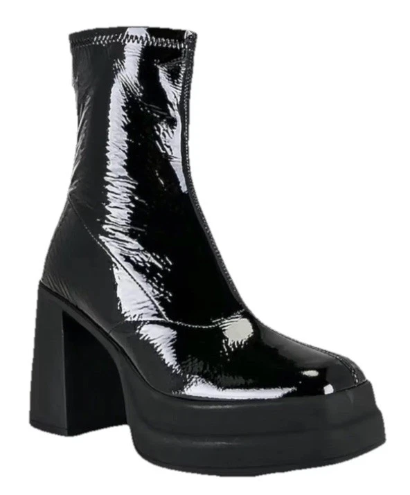 Botas botines de plataforma FREE PEOPLE Rich charol negro doble pila 40 9,5 Foto 1 de 4