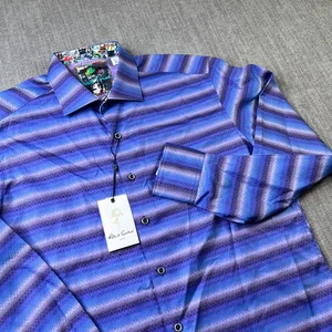 Robert Graham Button Down Shirt NWT Mens M Woven Purple Blue Long Sleeve  $178 - Picture 1 of 11