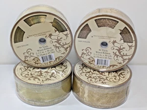 Nastro filo oro 4 rotoli 2,5” x 55 iarde corona floreale acquaforte metallica SWC - Foto 1 di 7