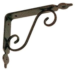 REGGIMENSOLA IN FERRO BATTUTO STAFFA SUPPORTO NERO RAME PER MENSOLE LEGNO 2 PZ. - Immagine 1 di 1