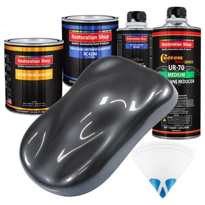 Kit de pintura de carrocería de automóvil gris metal galón base de uretano capa transparente Foto 1 de 4