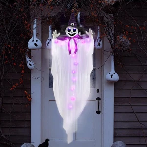 55" Halloween hängende Animatronics Hexenhut Geist mit LED Lichter Sound Acti... - Bild 1 von 7