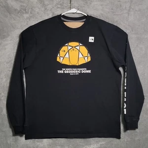 North Face T-Shirt Mens Size XL Black The Geodesic Dome Long Sleeve Spellout - Picture 1 of 10