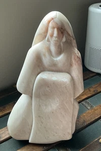 Seltene Arnold Aragon Indianerin Alabaster Skulptur 17 Zoll Höhe 42 Pfund - Bild 1 von 7