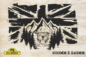 UK FLAG Caravan/Camper van dog v1 hood vinyl decal black gloss 800mm x 540mm - Picture 1 of 2