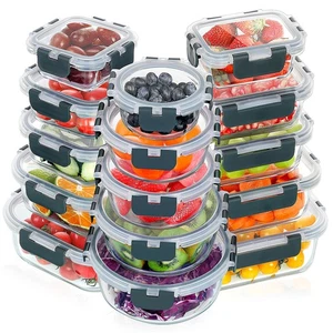 30 Pieces Glass Meal Prep Containers Set, Stackable Glass Food Storage Contai... - Picture 1 of 7