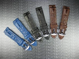 New 22mm Hornback Grain Leather Band Brown Blue Watch Strap for PANERAI Reg X1 - Picture 1 of 32