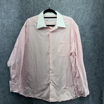 Perry Ellis Portfolio Men's Pink White Collar Dress Shirt Blue Size 17- 34/35 - Image 1 of 4
