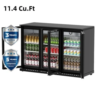 KICHKING 11.4 Cu.Ft Commercial Display Refrigerator Counter Height Bar Fridge Glass Doors