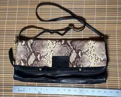 De colección Y2K Cynthia Vincent Cuero Estampado Animal Bolso sin asas Bolso Cartera Foto 1 de 4