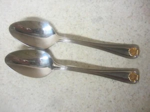 LOT OF 2 GORHAM JAPAN STAINLESS FLATWARE GOLDEN SHELL TEASPOON - Picture 1 of 5