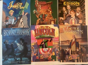 Lot of 6 Animated Hero Classics Student Activity Books Lincoln Washington Edison - Bild 1 von 7