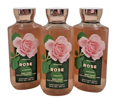 Bath & Body Works LOT of 3 Bottles ROSE Body Wash Shower Gel 10 oz Jasmine Musk - Image 1 of 2