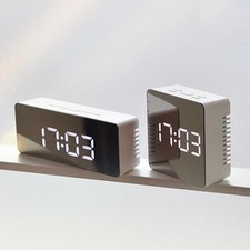 Modern Digital LED Alarm Clock 12/24 Time Temperature Night Light Display Mirror