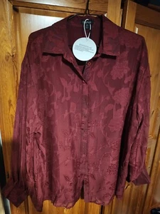 Boohoo Maternity Oversized Shirt Blouse, Size 12, wine red Brand new BNWT - Picture 1 of 3