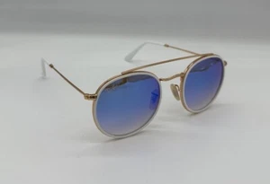 Ray-Ban RB3647N Sunglasses Unisex Round Gold/Mirror Blue 51mm 0014O Authentic - Picture 1 of 7