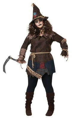 Wizard of Oz Creepy Scarecrow Farmer Women Adult Costume - Image 1 of 4