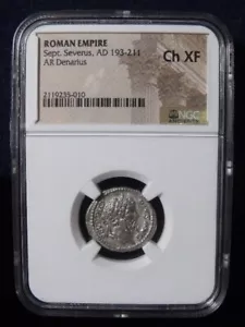 Settembre Severo, AD 193-211 IMPERO ROMANO AR DENARIO NGC CH XF - Foto 1 di 6
