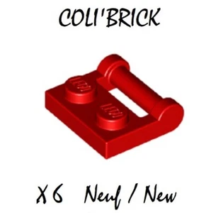 Lego 48336 - 6x Plaque / Plate, modified 1x2 with handle - Rouge / Red - NEUF - Imagen 1 de 1