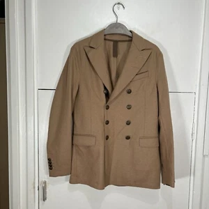 Eleventy First Class Blazer Jacket Beige Brown Double Breasted Wool Size 44 - Picture 1 of 7