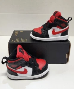 Nike Air Jordan 1 Mid Fire Red TD Toddler 2c NEW 640735-079 No Box Lid - Picture 1 of 7