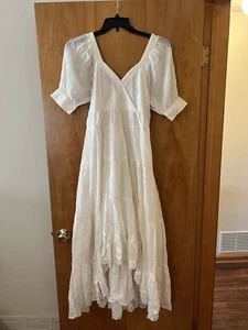 HEMANT AND NANDITA Sole High Low Dress Embroidered Hem SOLE White Feminine NWT - Picture 1 of 24