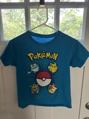 Pokémon Youth M (8) Blue Cotton Tee Shirt 2016 video game show cards pop culture - Image 1 of 3