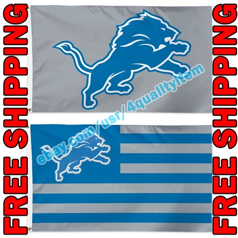 Deluxe Detroit Lions Logo USA Stars Stripes Flag Banner 3x5 ft NFL Fan 2021 NEW Cover