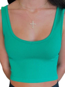 Green Rib V Neck Brami - Picture 1 of 3