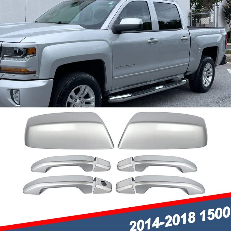 For Chevy Silverado 1500 2014-2018 Silver Ice Door Handle Mirror Cover WA636R Foto 1 de 4