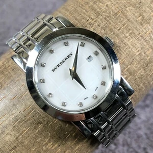 Burberry Women BU1370 Dress Mother of Pearl 28mm Silver Tone Quartz Watch 6 1/2" - Picture 1 of 12