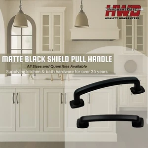 Farmhouse Style Matte Black Knob Handle Pulls Kitchen Cabinet Hardware Classic - Picture 1 of 4