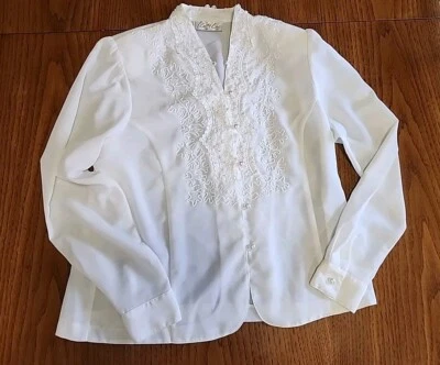 Винтажная блузка kathy che размер 10 P цвет слоновой кости б/у - Изображение 1 из 4