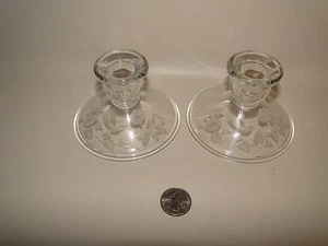 Avon 24% Lead Crystal Etched Hummingbird Candle Holders - Picture 1 of 5